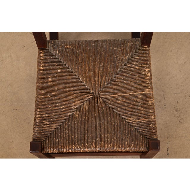 Wood Gustav Stickley Antique Mission Oak Arts & Crafts Ladder Back Rocking Chair With Rush Seat, Circa 1910 For Sale - Image 7 of 12