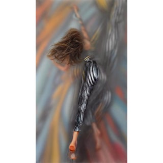 Embracing Turbulence by Michelle Jader | Oil On 3 Acrylic Panels Abstract figure in motion with flowing colors. For Sale
