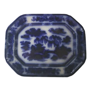 Antique Dark Flow Blue Manilla 16" Staffordshire Platter