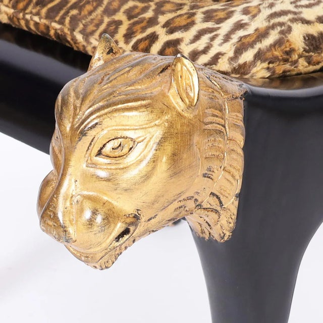 Black Egyptian Style Bench or Seat With Cat Heads For Sale - Image 8 of 10