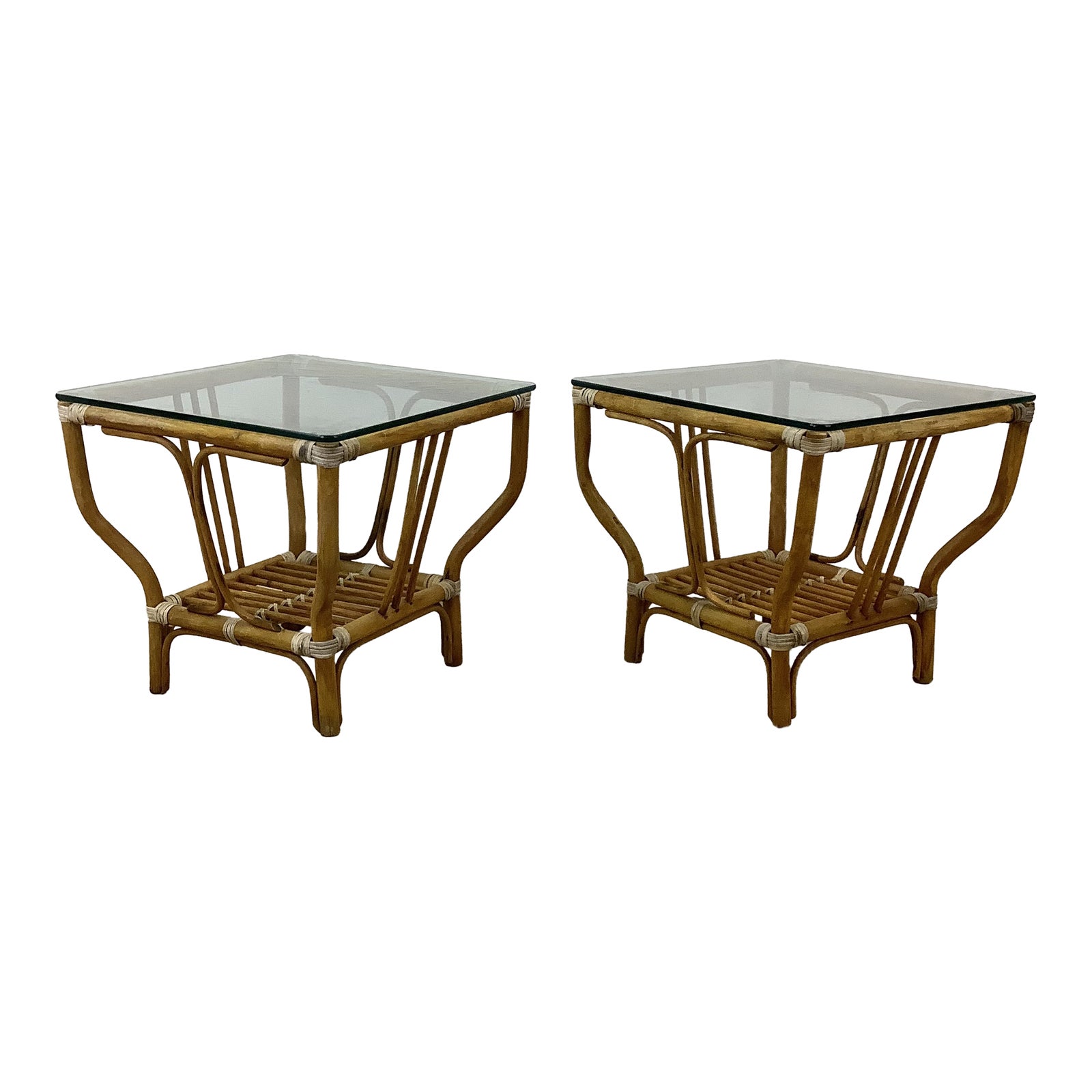 Pair Vintage Modern Boho End Tables Chairish