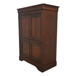 1980s French Empire Cherry Tv Armoire Cabinet For Sale