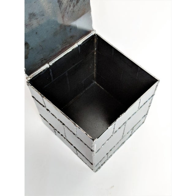 Metal Brutalist Metal Box Hand Welded Box For Sale - Image 7 of 12