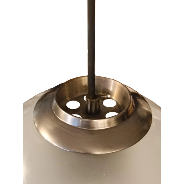 Iconic and elegant Lanterna LS2 sphere chandelier designed by master Luigi Caccia Dominioni for Azucena, Italian...