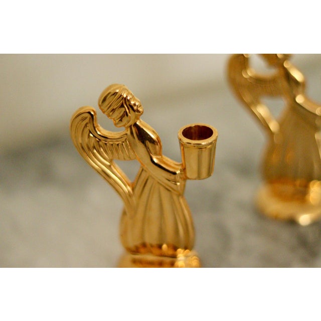 Vintage Swedish Brass Angel Candleholders by Skultuna, Set of 2 For Sale - Image 4 of 8