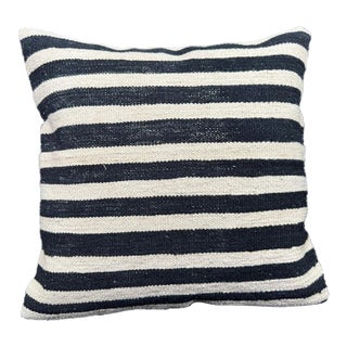 Turkish Hemp Pillow Cushion Natural Beige Black Cushion Cover 20"x20" For Sale