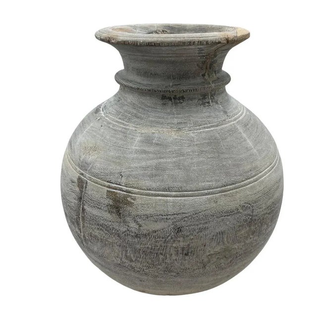 Farmhouse Vintage Round Wooden Vessel For Sale - Image 3 of 6