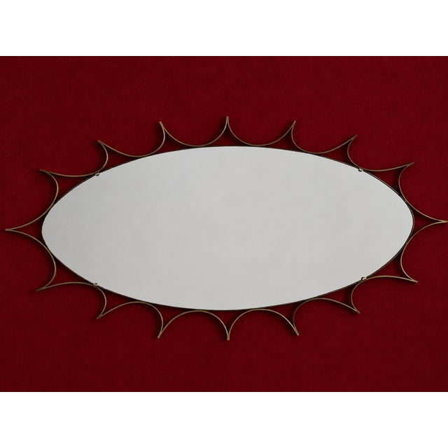 1970s Brass Sunburst Wall Mirror For Sale - Image 4 of 5