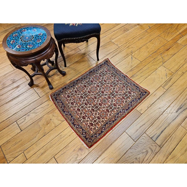 Vintage Persian Qum Area Rug, Handwoven Wool, Allover Geometric Design For Sale - Image 4 of 7