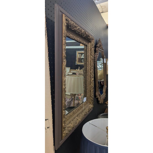Victorian Antique Early 20th Century Ornate Giltwood Wall Mirror For Sale - Image 3 of 6