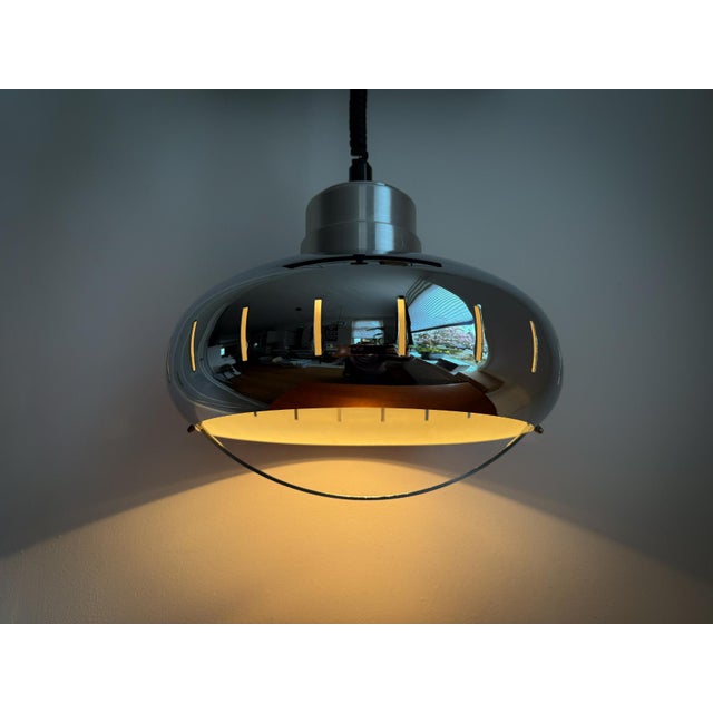 Mid-Century Modern Space Age Dutch Pendant Lamp in Chrome by Herda, 1970s For Sale - Image 12 of 12