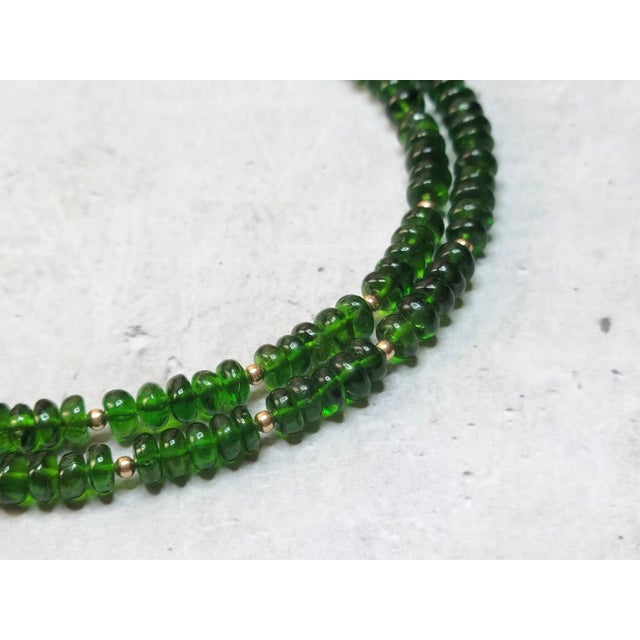 Vintage 14k Gold Tsavorite Bead Choker Necklace, 65 Carats, 16.5" For Sale - Image 4 of 7