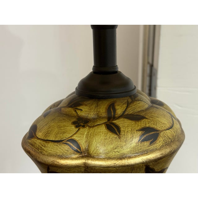 Yellow Hand Painted Table Lamp, Vintage For Sale - Image 8 of 12