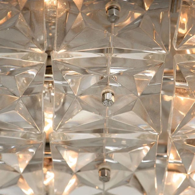 Large Nickel Crystal Glass Flush Mount Lights from Kinkeldey, 1970 For Sale - Image 8 of 18