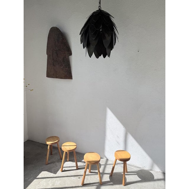 Brutalist Welded Metal Flower Pendant Light, 1970s For Sale - Image 6 of 18
