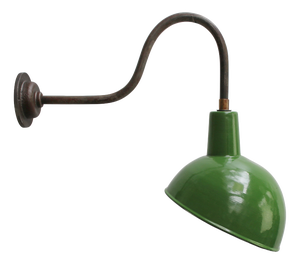 Vintage French Industrial Green Enamel Wall Light