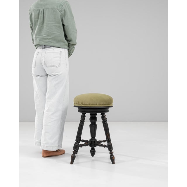 1920s French Victorian Upholstered Piano Stool with Turned Legs For Sale - Image 17 of 18