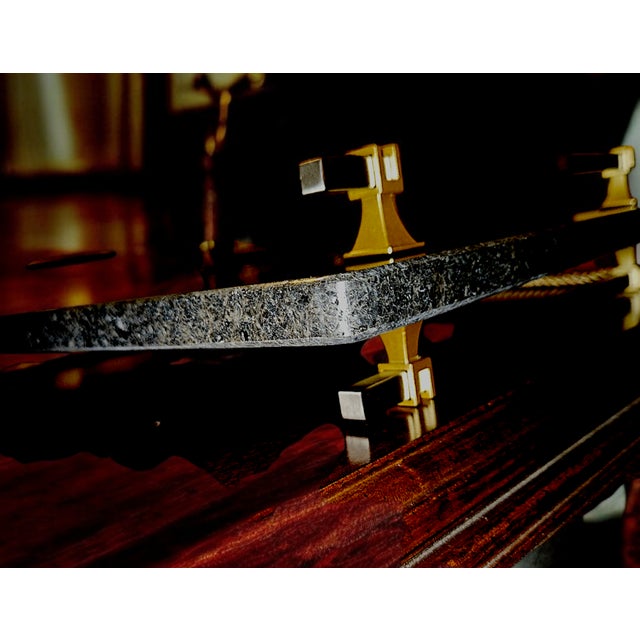 Black Stone Serving Platter With Satin Nickel & Gold Handles + 3-Piece Cheese Knife Set For Sale - Image 4 of 6