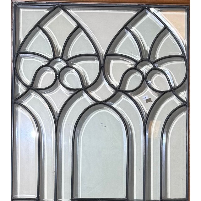 1930s Mahogany Antique Inspired Tulip Motif Leaded Glass Door For Sale - Image 5 of 5