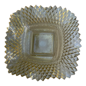 Vintage Indiana Glass Diamond Point Amber Carnival Glass Candy Dish Amber