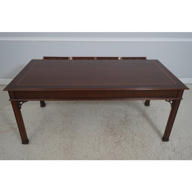 Council Craftsman Inlaid Mahogany Chippendale Desk For Sale - Image 15 of 17
