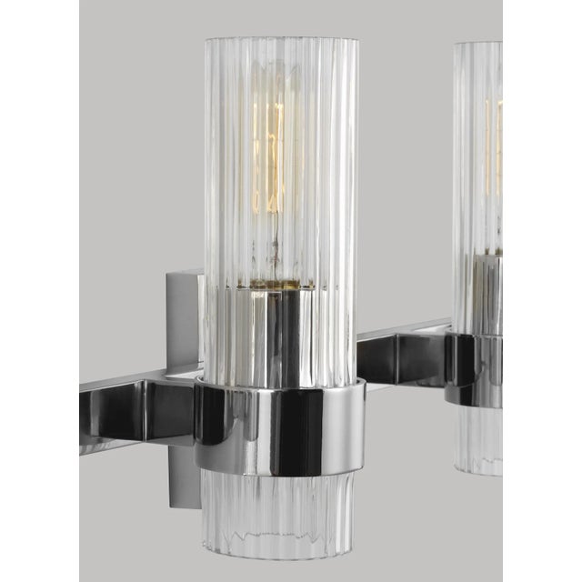 Visual Comfort Chapman & Myers by Visual Comfort Studio Geneva 4 - Light Vanity, Silver For Sale - Image 4 of 5