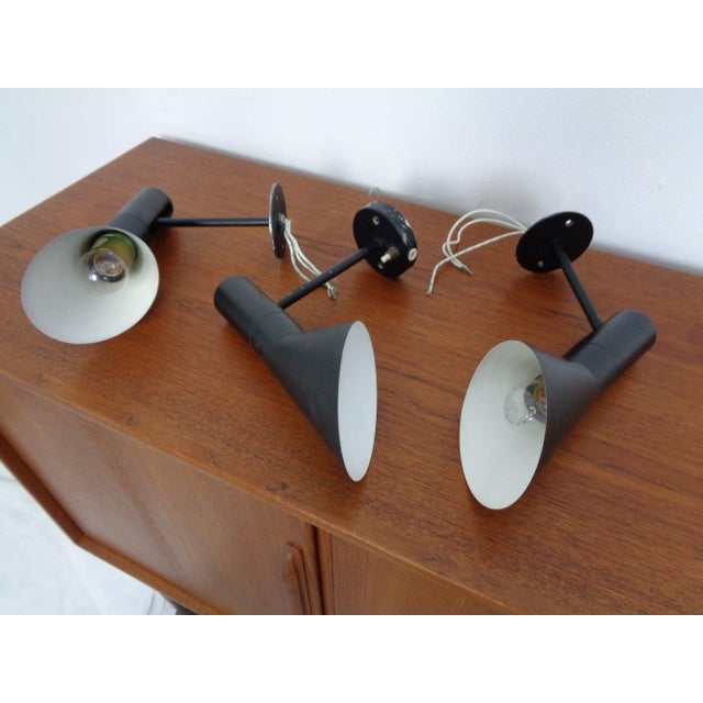Early Visor Wall Lamps by Arne Jacobsen for Louis Poulsen, Denmark, 1950s, Set of 3 For Sale - Image 9 of 18