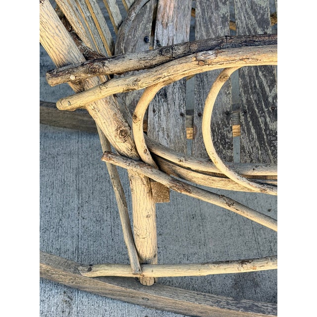 Early 20th Century Handmade Vintage Folk Art Weathered Twig Rocking Chair For Sale - Image 5 of 12