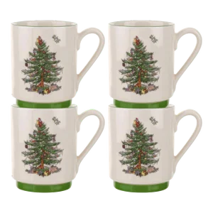 Spode Christmas Tree Stacking Mugs 12 oz. - Set of 4