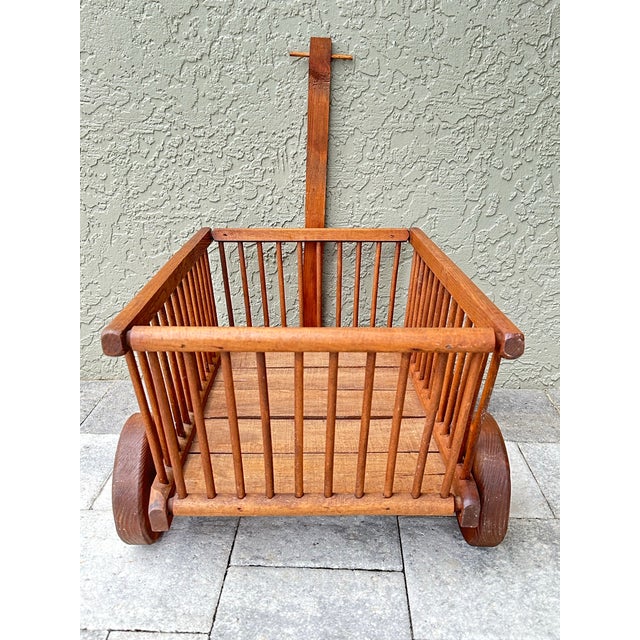 Vintage Mid 1900s Decorative Wooden Goat Cart For Sale - Image 4 of 12