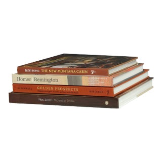 Decorative Books - Santa Fe Coffee Table Stack - 4 Brown and Red Books For Sale