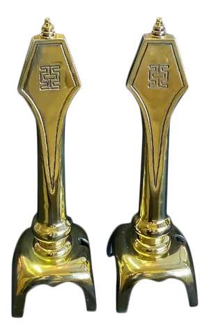 Art Deco Style Brass Chenets