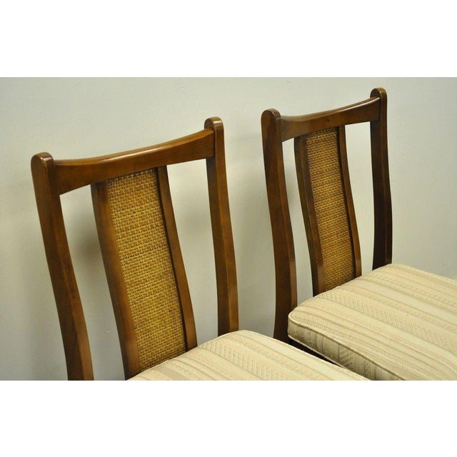 4 Vintage Mid Century Modern Cane Back Walnut Dining Chair Dunbar Wormley Danish Chairish