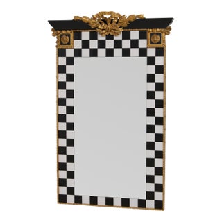 Carvers Guild Whimsical Black & White Checkered Tile Mirror For Sale