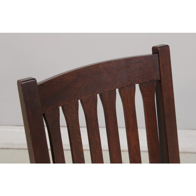 Brown Pair of Stickley Mission Oak Chairs c.2023 For Sale - Image 8 of 16