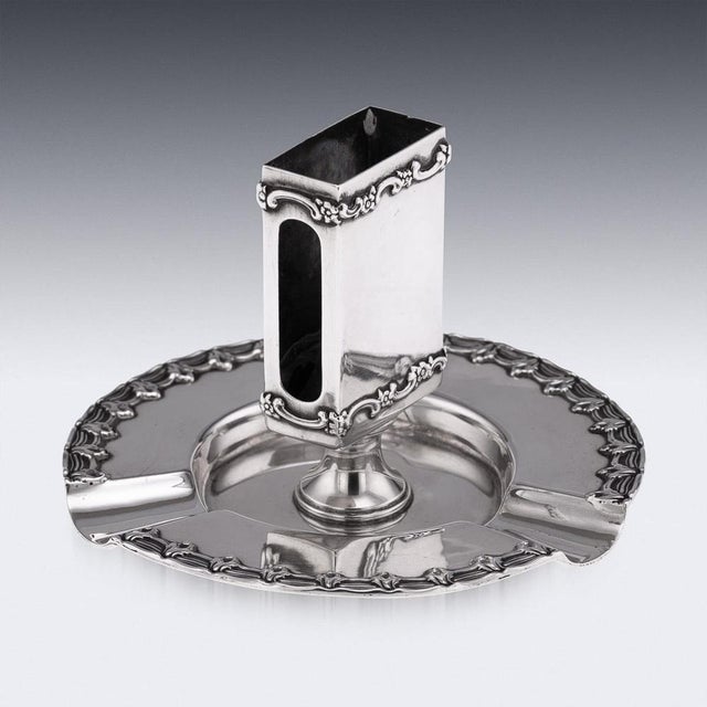 Antique American Silver Ashtray and Match Box Holder by Tiffany & Co, 1890s For Sale - Image 4 of 13
