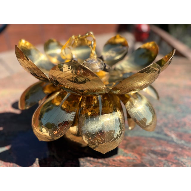 Feldman Lighting 1960s Medium Parzinger Style Brass Lotus Pendant Fixture by Feldman Lighting Company For Sale - Image 4 of 10