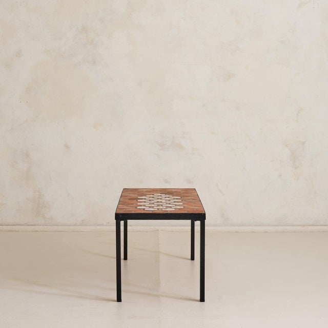 French Hexagonal Floral Ceramic Tile Coffee Table by Roger Capron No. 02, 1950s For Sale In Chicago - Image 6 of 11