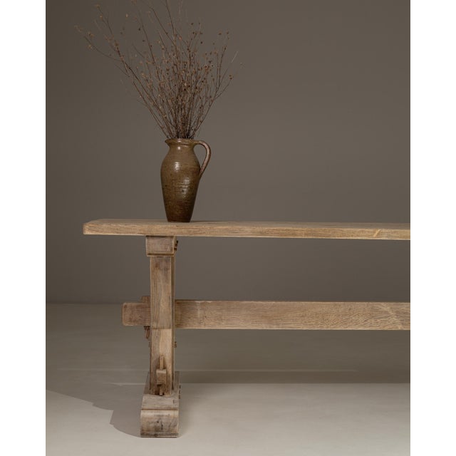 1970s French Oak Trestle Dining Table For Sale - Image 9 of 18
