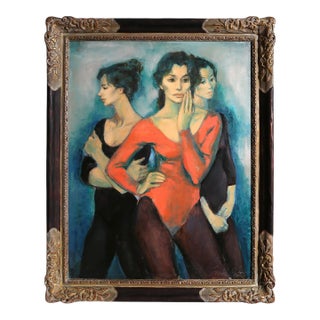 Three Dancers, Signed Oil Painting by Jan De Ruth For Sale