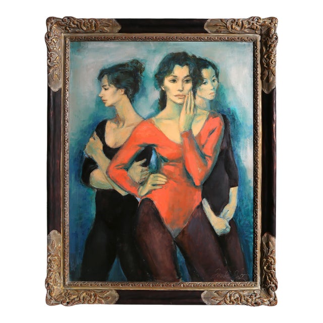 Three Dancers, Signed Oil Painting by Jan De Ruth For Sale