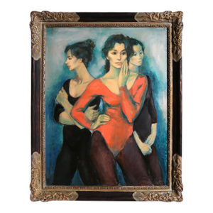 Three Dancers, Signed Oil Painting by Jan De Ruth