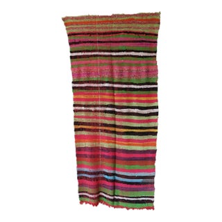 Kilim Vintage Moroccan Rug - 3'2" X 7'2" Ft For Sale