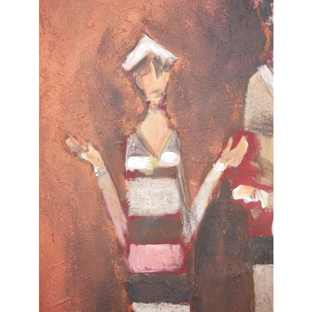 Late 20th Century David Adickes "Three Men with Hats in an Alley" Modern Abstract Figurative Portrait Painting, 20th Century For Sale - Image 5 of 8