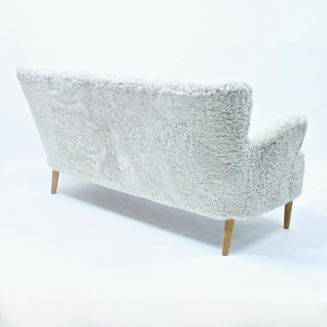 Cream Swedish Modern Sheepskin Sofa, 1940s For Sale - Image 8 of 12
