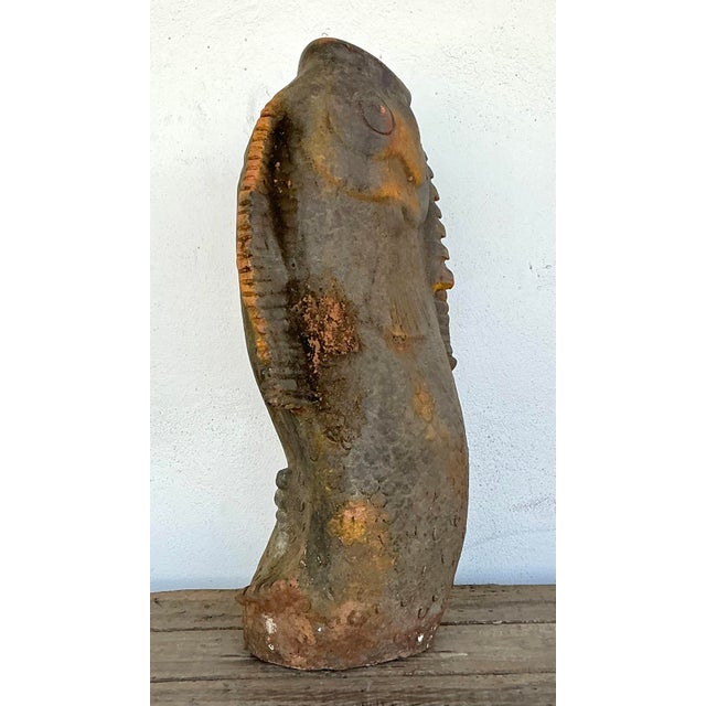 Ceramic Vintage Original Studio Pottery Terracotta Fish Umbrella Stand For Sale - Image 7 of 12