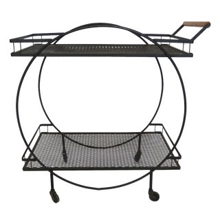 Vintage Paul McCobb-Style Wrought Iron Bar Cart For Sale