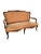Handsome French Settee. Walnut Frame in Louis XV Style. Cabriolet leg. Antique Gold Velvet Fabric. Nice detail on back....