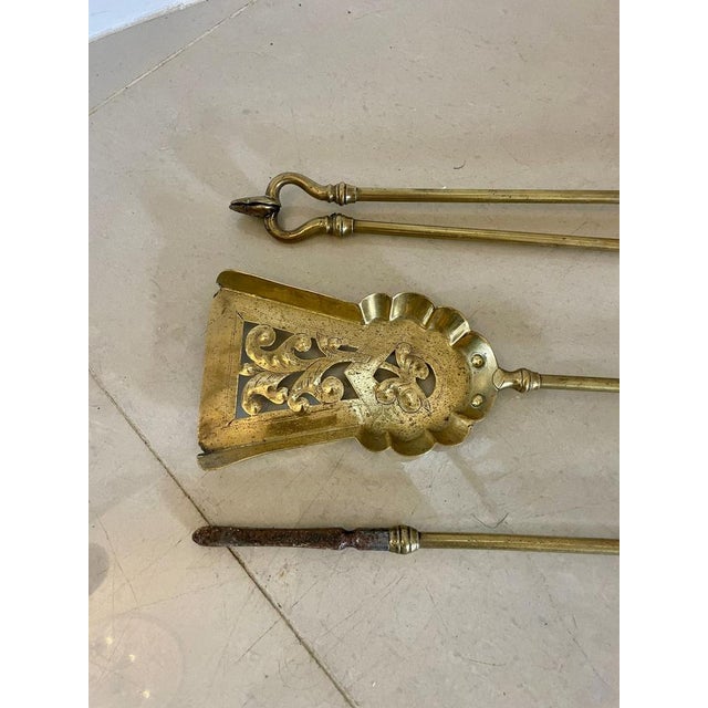 Antique Victorian Brass Fire Irons, 1860, Set of 3 For Sale - Image 3 of 6