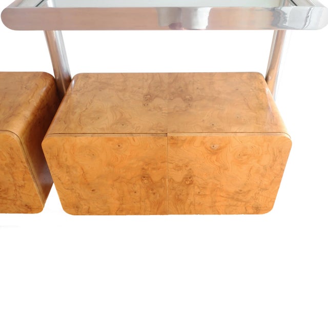 Wood 1970s Aluminum and Glass Orba Wall Unit by Janet Schweitzer for Pace Collection For Sale - Image 7 of 11